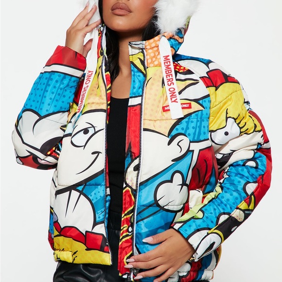 New Authentic Members Only Nickelodeon Pop Art Character Puffer Jacket (Unisex) - Picture 9 of 14